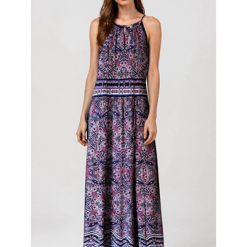 Navy pink boho medallion print - navy,